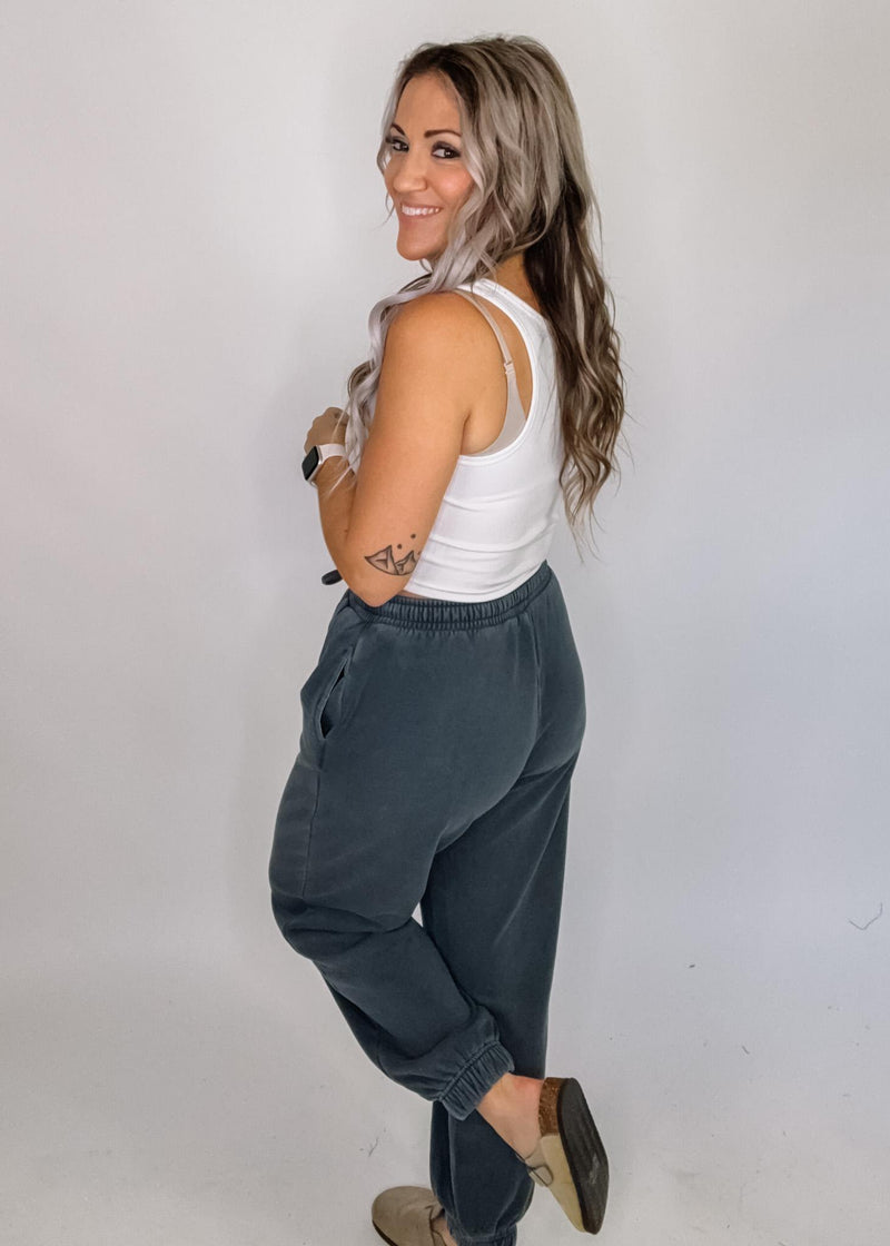 Washed Drawstring Waist Joggers