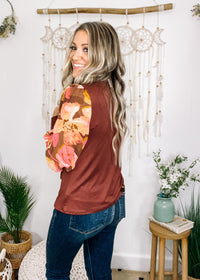 Brown Tunic with Floral Sleeves