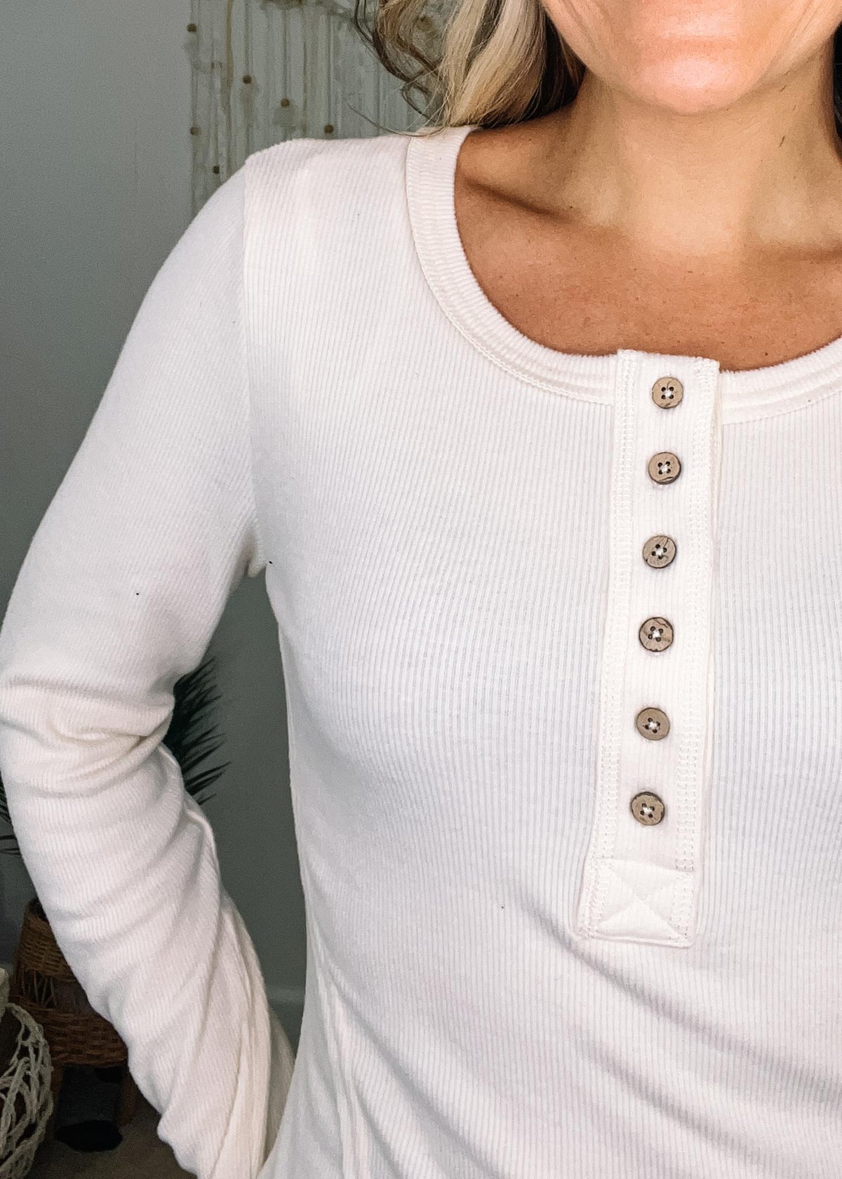 Long Sleeve Front Button Henley