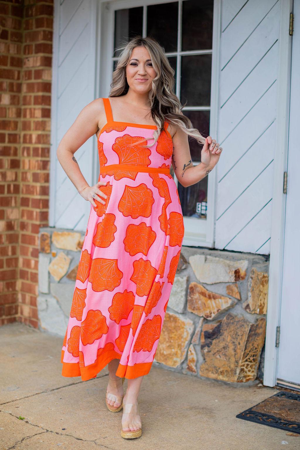 Pink Linen Printed Sundress