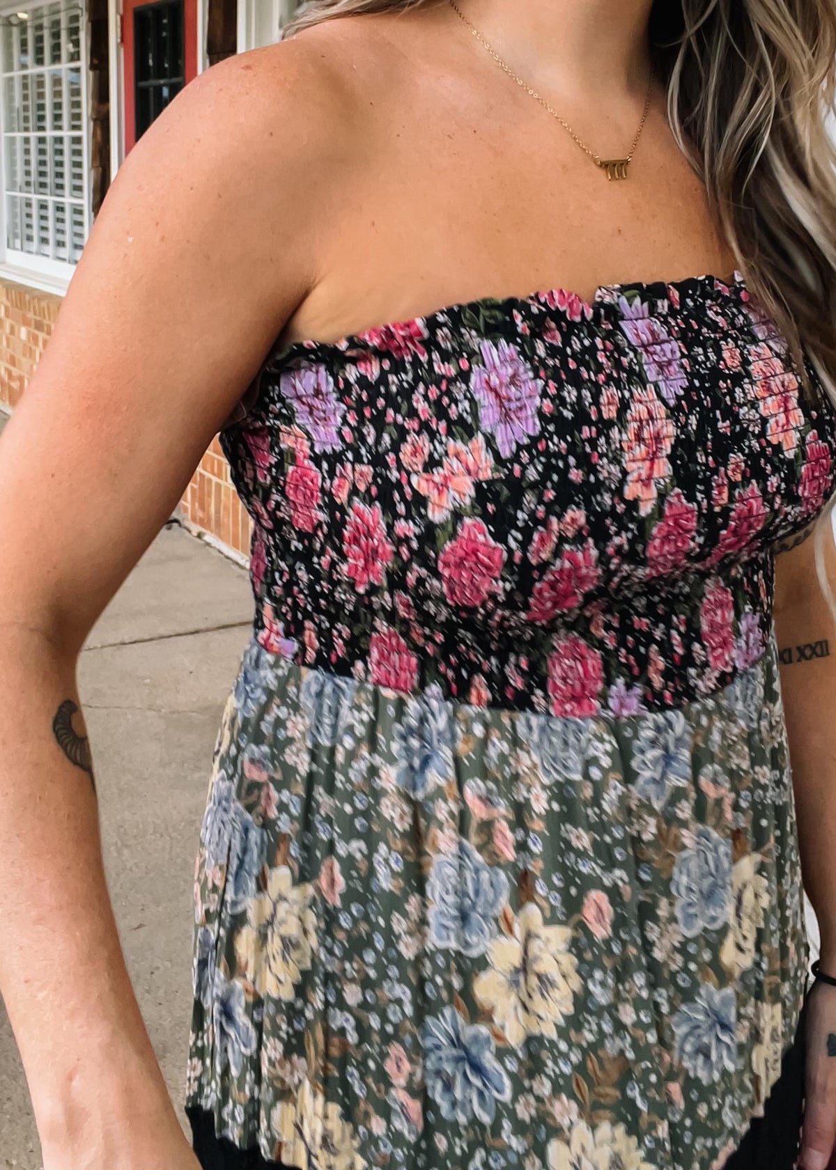 Lace Tiered Multi Floral Maxi
