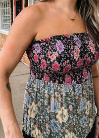 Lace Tiered Multi Floral Maxi