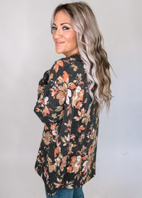 Floral Ribbed Dolman