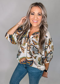 Cream Damask Printed Top