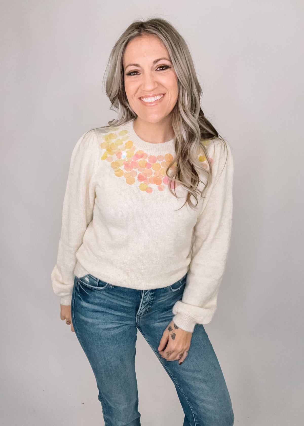 Cream Spangle Knit