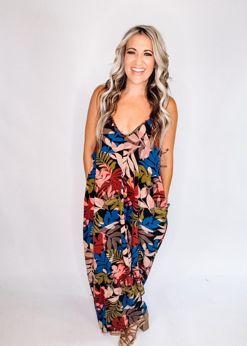 Tropical Strappy Cocoon Maxi Dress