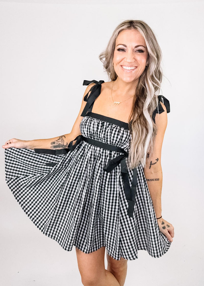 Black Gingham Mini Dress