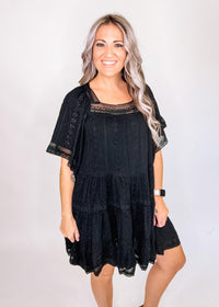 Black Eyelet Boho Dress