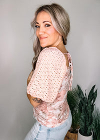 Blush Eyelet Sleeve Top