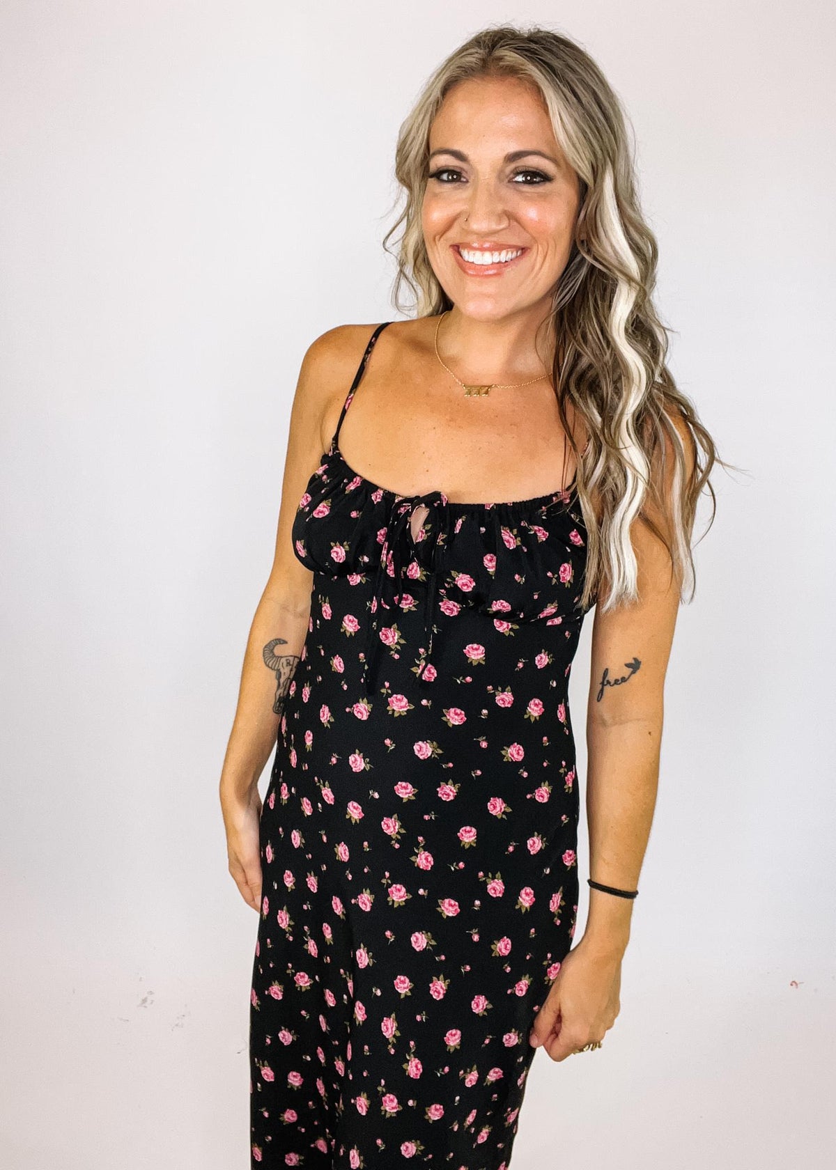 Rose Floral Midi SlIp Dress