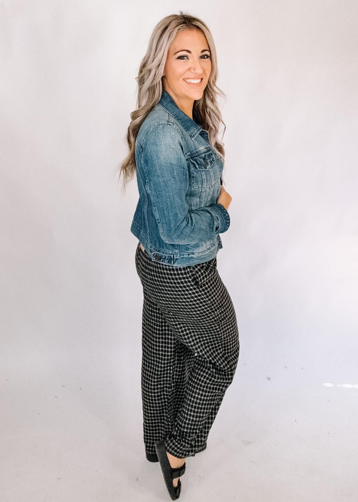 Black Plaid Drawstring pants