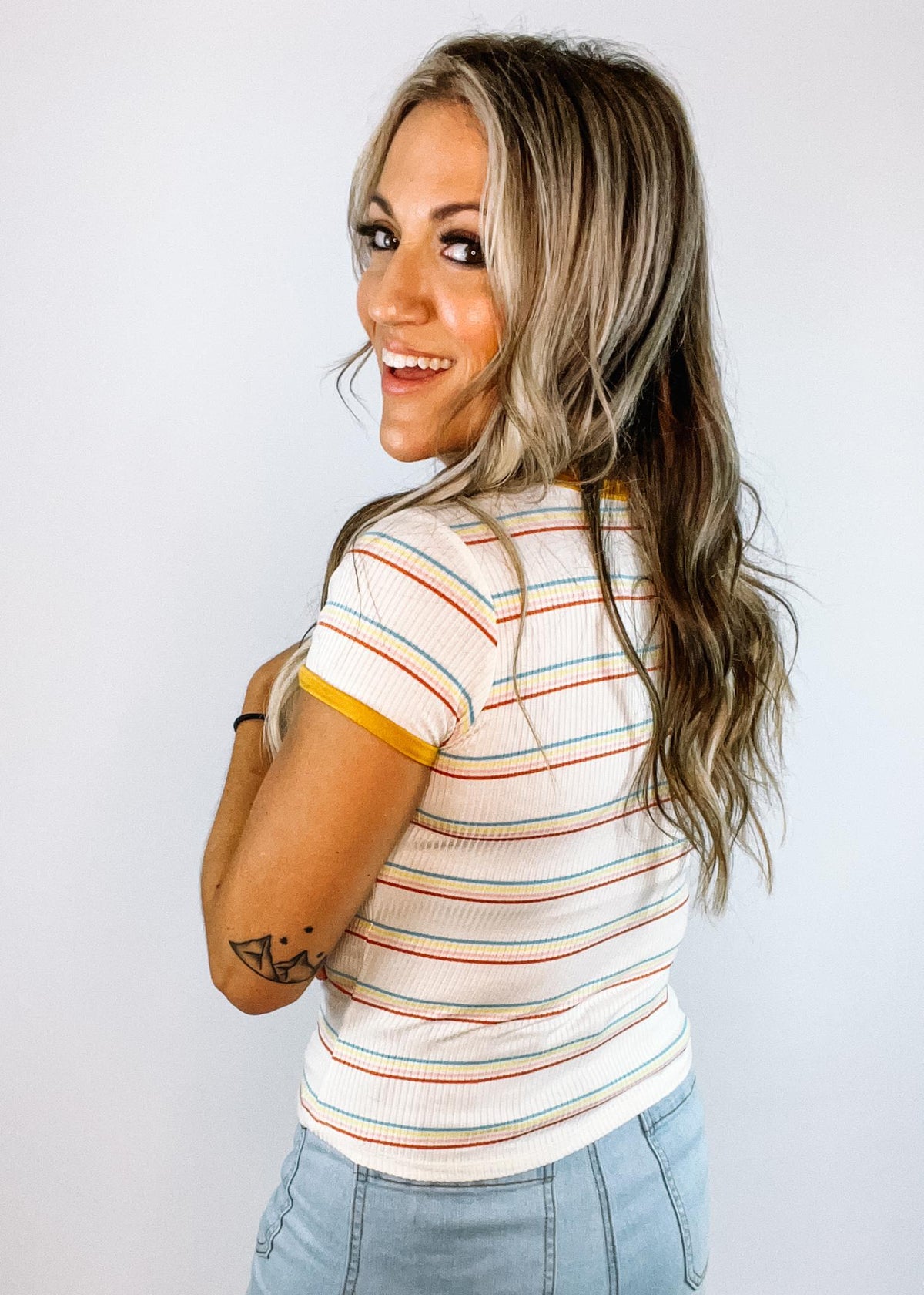 Retro Stripe Ribbed Tee