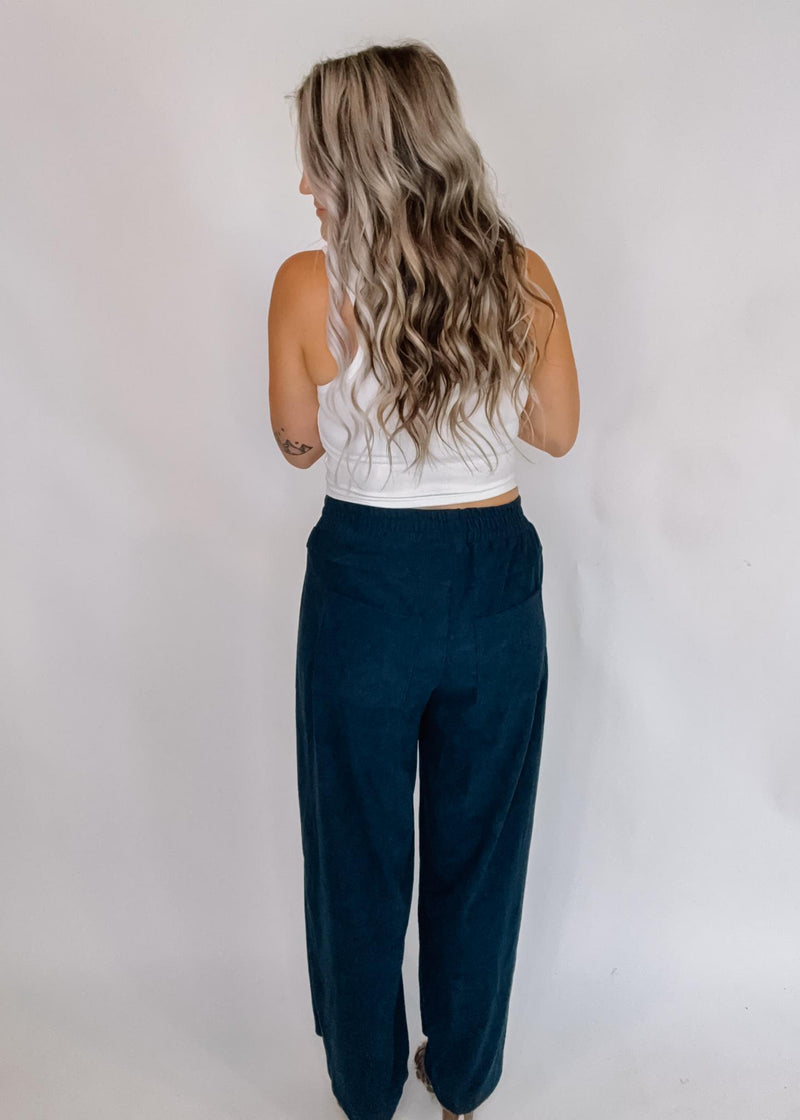 Navy Blue Corduroy Wide Leg Pant