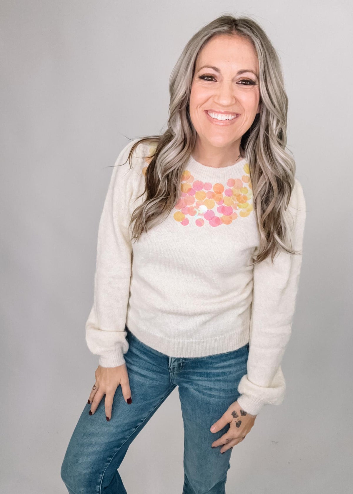 Cream Spangle Knit