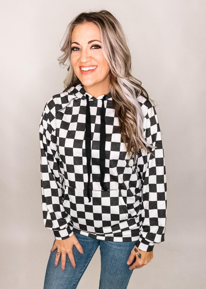 Checkerboard Printed Hoodie