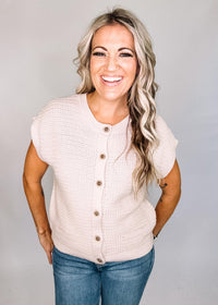 Button Down Short Sleeve Knit Vest