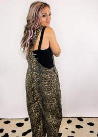 Leopard Print Denim Overalls