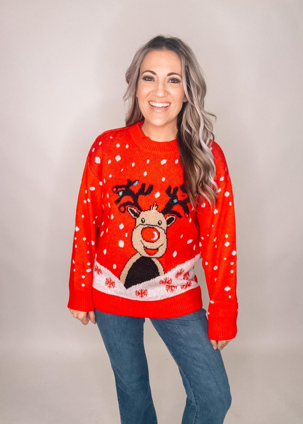 Red Reindeer Knit Sweater