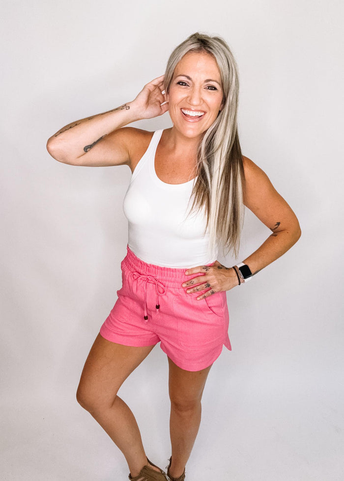 Linen Paper Bag Drawstring Shorts