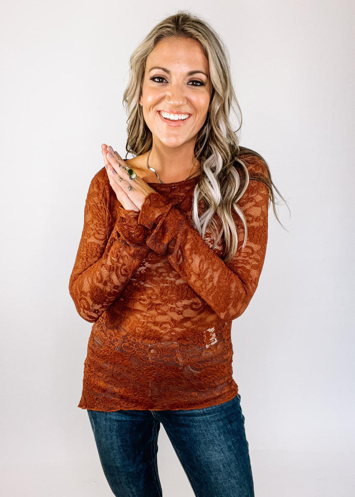 Cinnamon Lace Sleeve Top