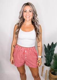 Red and White Gingham Boxer Shorts