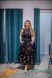 Black Smocked Top Floral Maxi