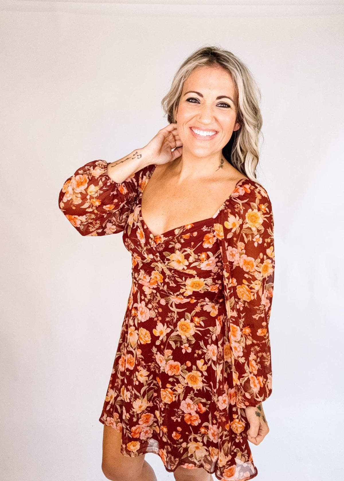 Floral Chiffon Mini Dress