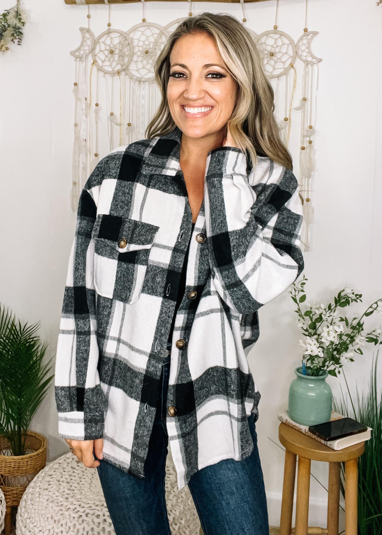 Plaid jacket clearance black and white