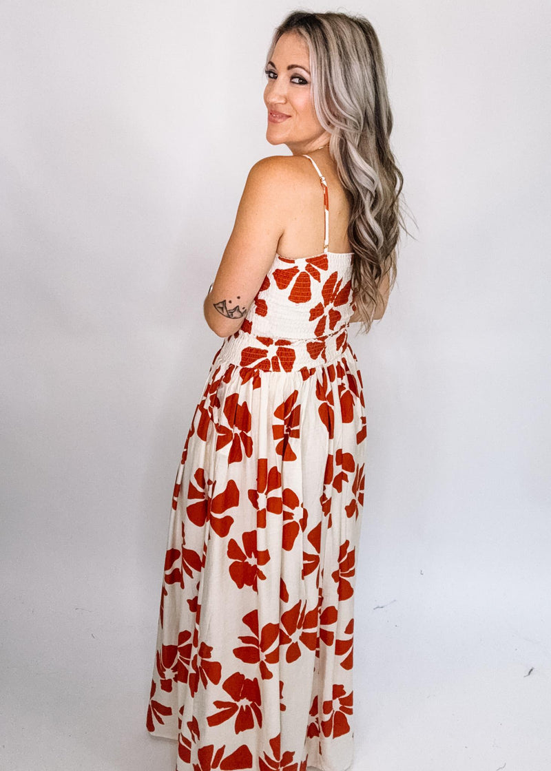 Rust and Linen Smocked Two Piece Set