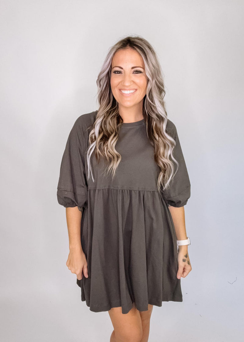 Ash grey Mini Babydoll Dress