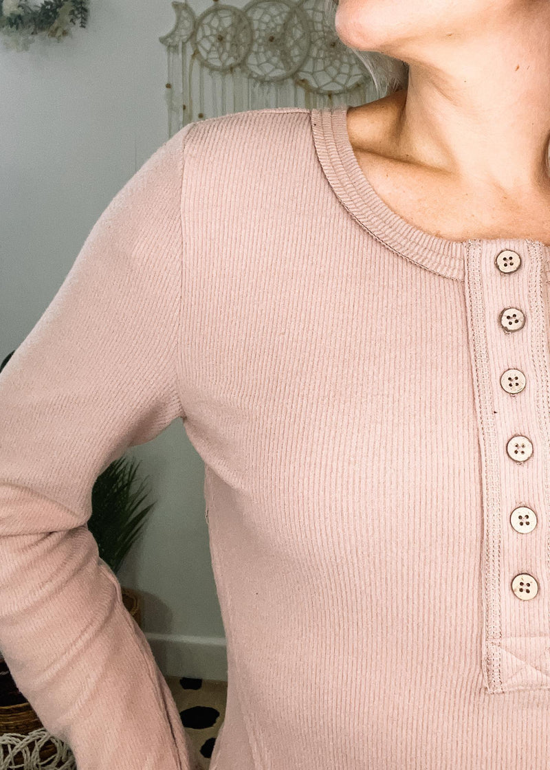 Long Sleeve Front Button Henley
