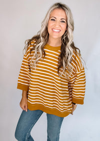 Mustard Stripe Round Neck Top