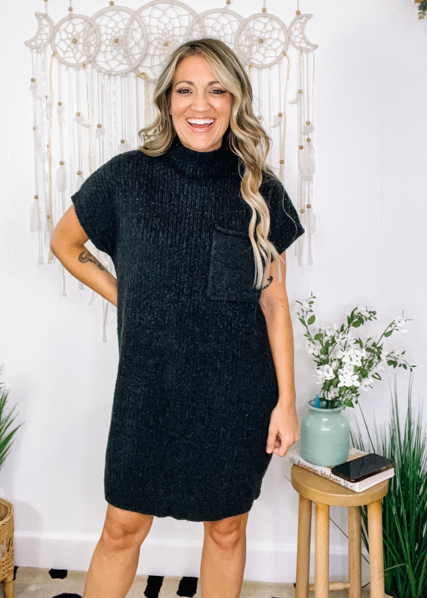 Black mock hotsell neck sweater dress