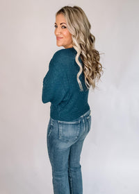 Textured Half Dolman Knit Top