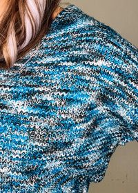 Blue Heathered Twist Back Sweater