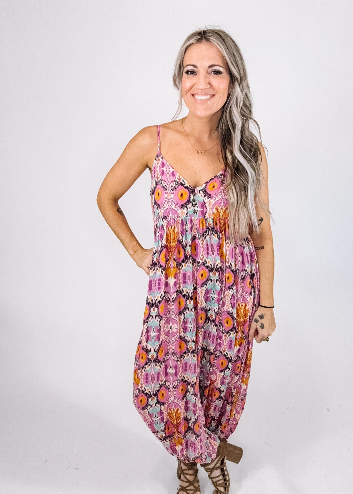 Boho Printed Sleeveless Jumpsuit