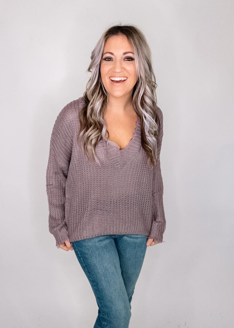 Distressed Hem Knit Sweater