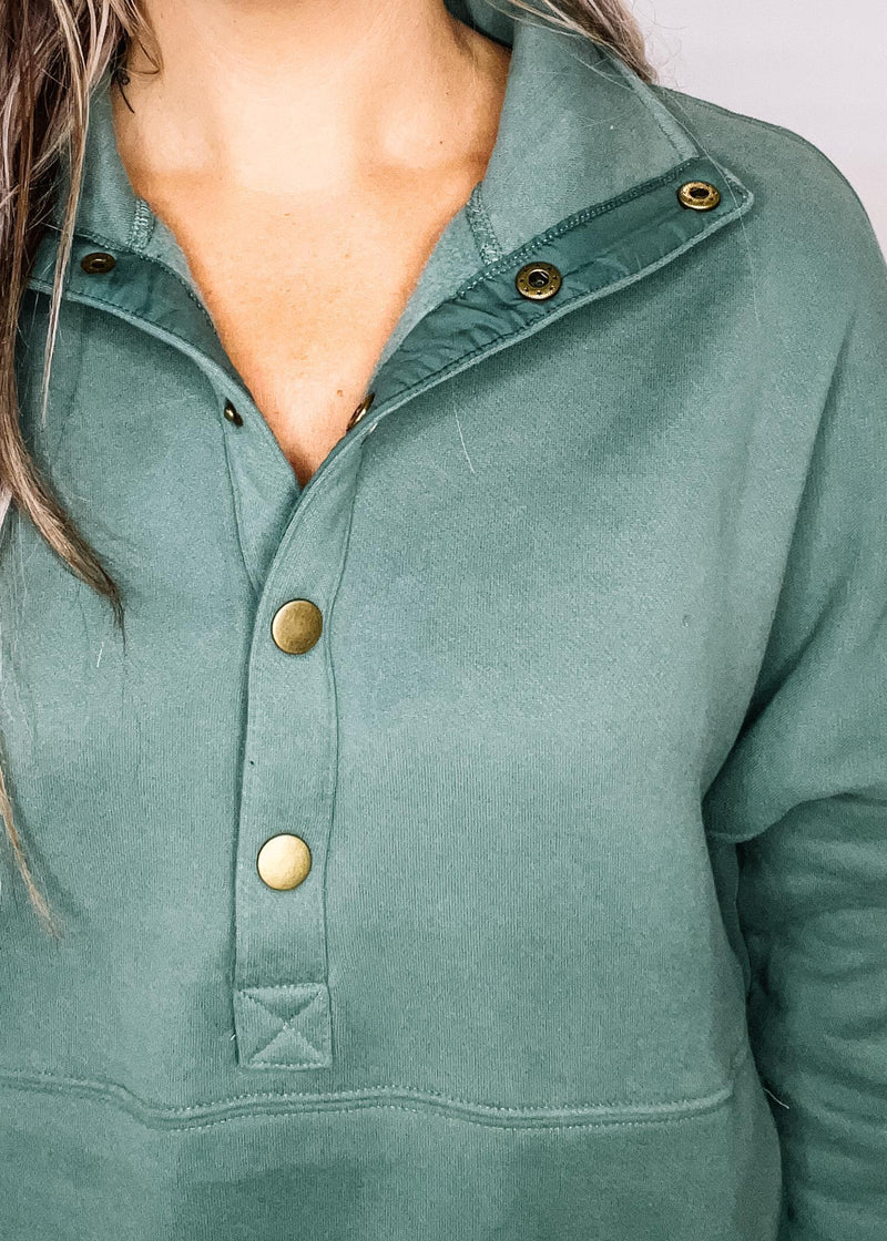 Jade High Pullover with Front Snap Buttons