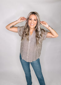 Champagne Pinstripe Top