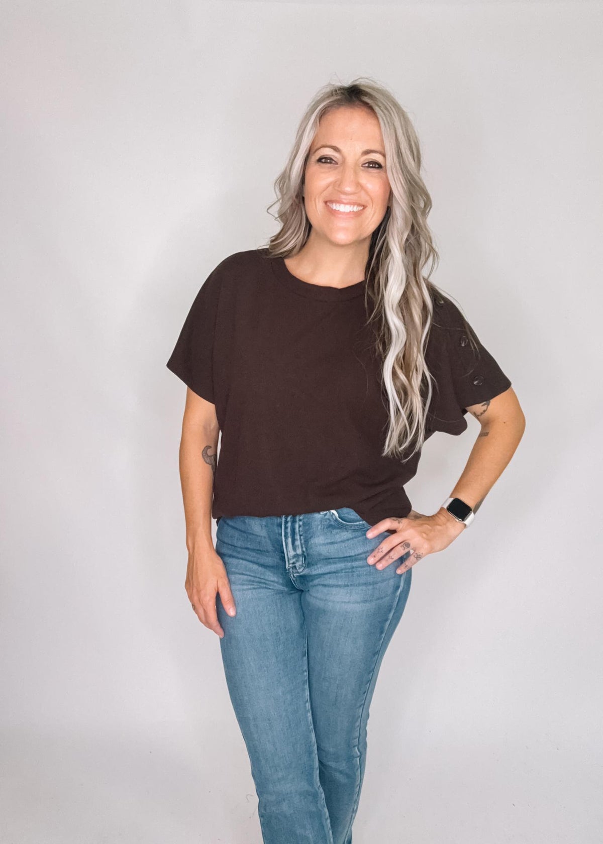 Dark Brown Box Top with Buttons