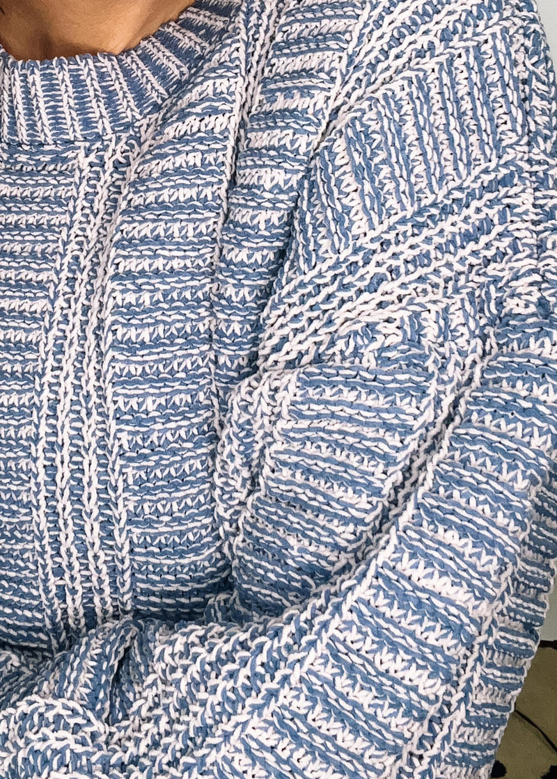 Denim Two Tone Cozy Knit Sweater