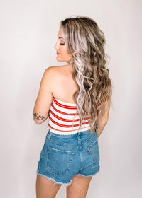 Summer Stripe Strapless Knit Top