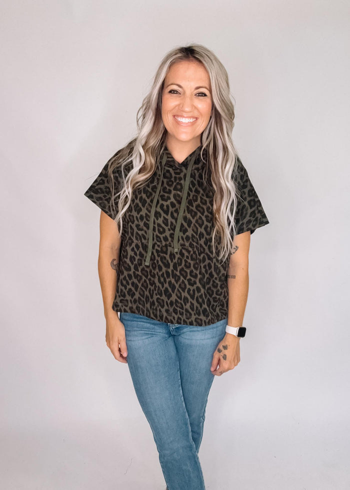 Olive Animal Print Hoodie