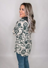 Charcoal Taupe Floral Lightweight Hoodie