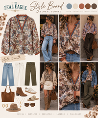 Floral Contrast Trim Long Sleeve Top