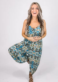 Boho Printed Sleeveless Jumpsuit