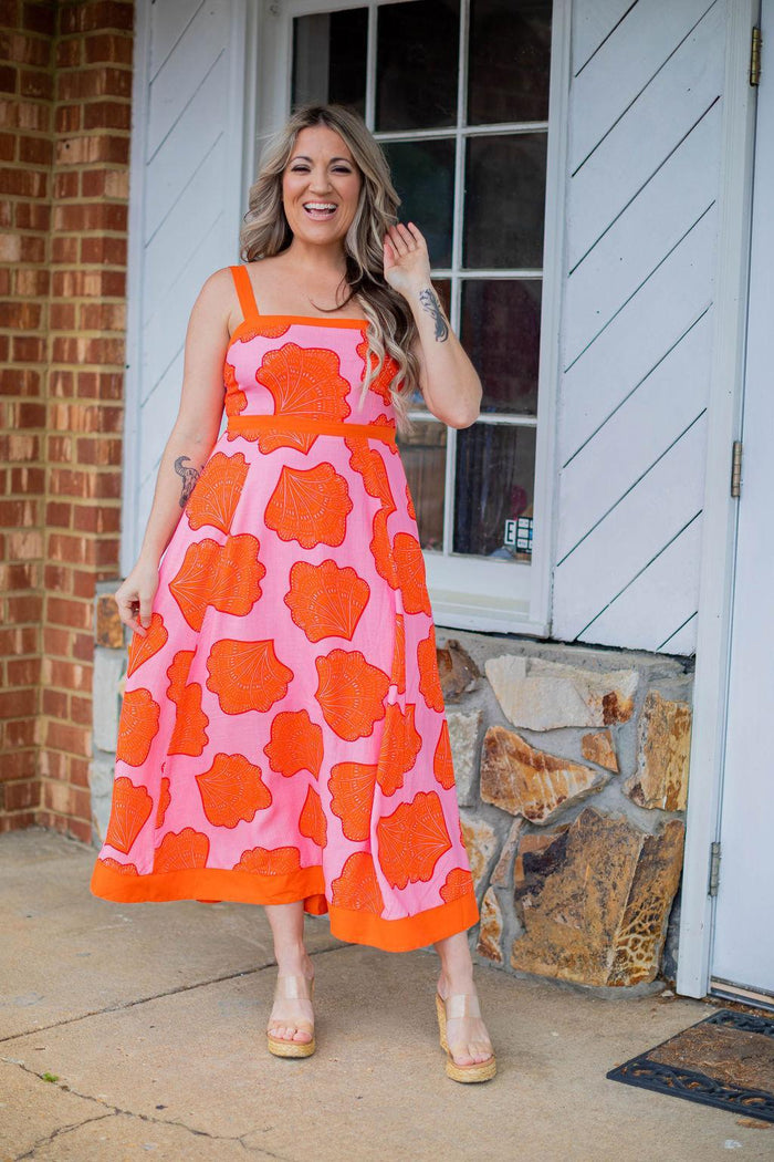 Pink Linen Printed Sundress