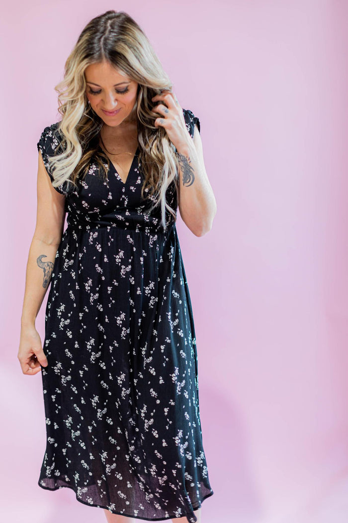 Ditsy Floral Grecian Midi Dress
