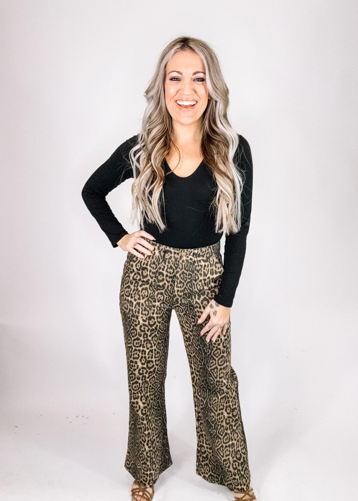 Leopard Denim Flares