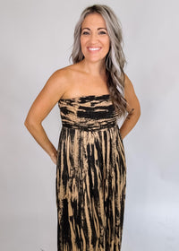 Satin Strapless Smocked Wide Leg Jumpsuit